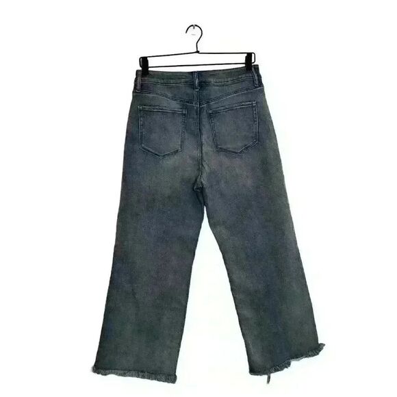 Rewash High-Rise Wide-Leg Jeans – Distressed Raw Hem, Size 9 - Picture 2 of 7
